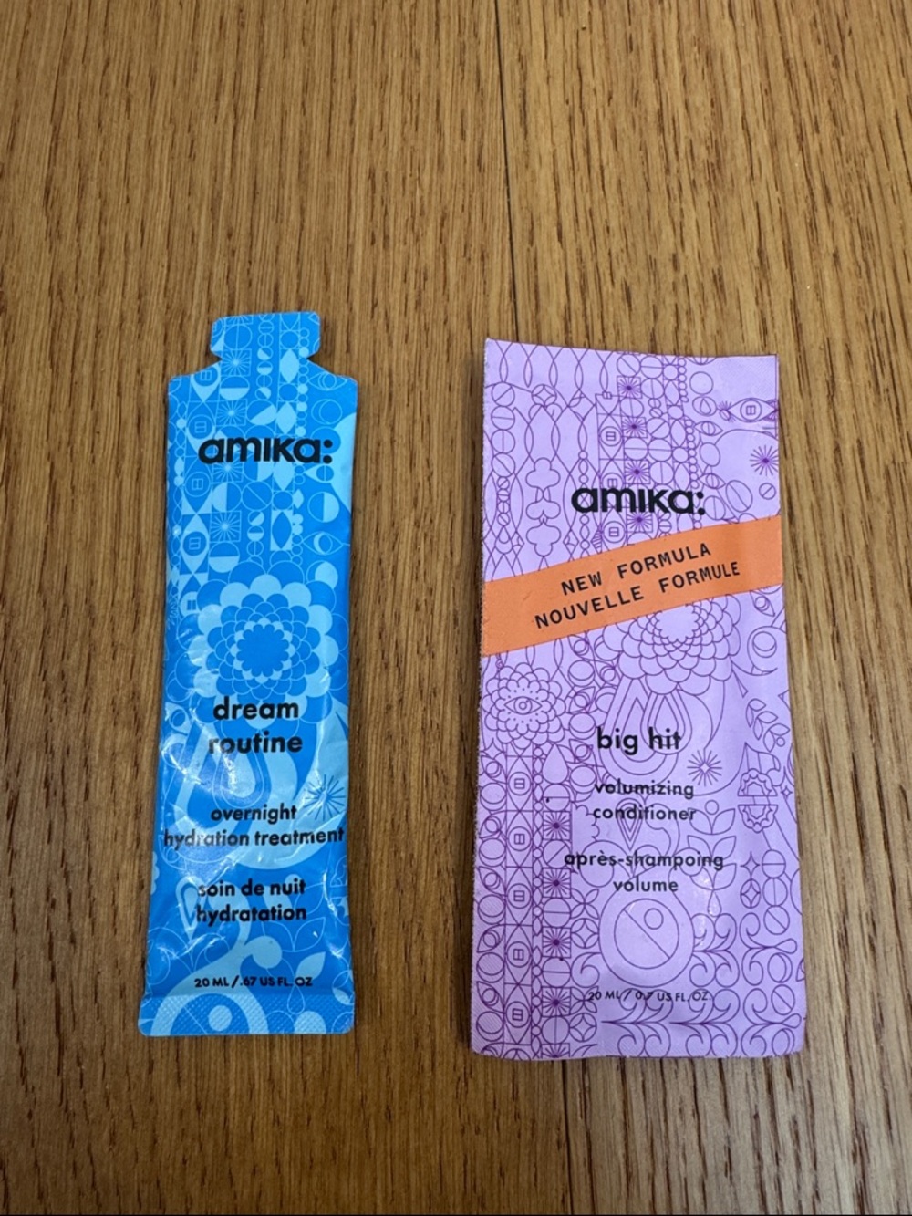 Lot of 2- amika Blue Dream Routine & Lavender Big Hit volumizing Sample Pack